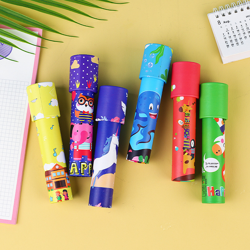 New Cartoon Medium-Sized Rotating Kaleidoscope Magical Magic Versatile Interior View Kaleidoscope Kindergarten Kidsren's Small Toys