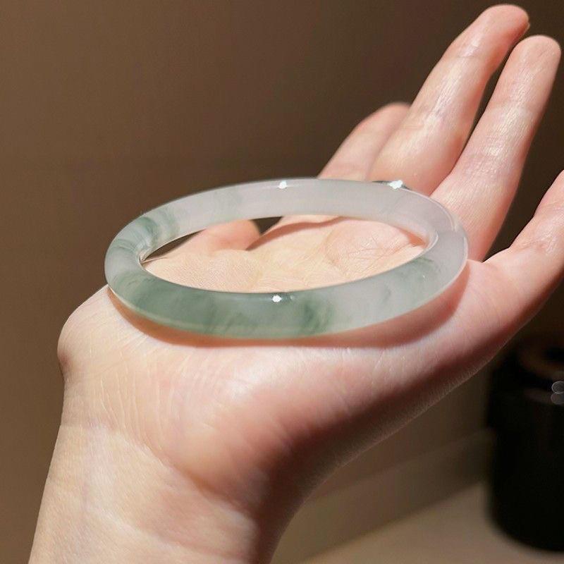 Популярный натуральный нефрит Тяньшань браслет полгорода и полводы браслет ледяной восковой семенной плавающий цветок тонкий круглый бар женский браслет