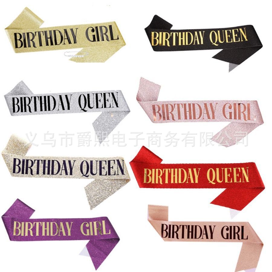 Кросс-бордерные плечевые ремни для дня рождения, блестящая лента для девочки на день рождения