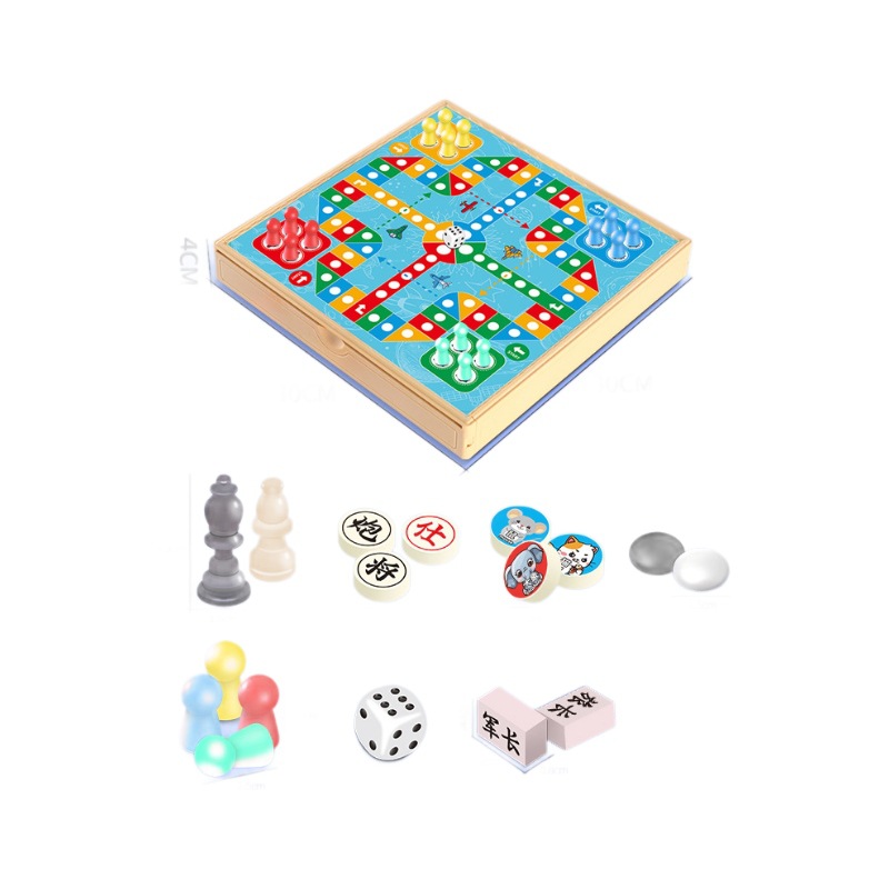 Children's puzzle early education game board 12 in one flight chess checkers sudoku go portable table game suit