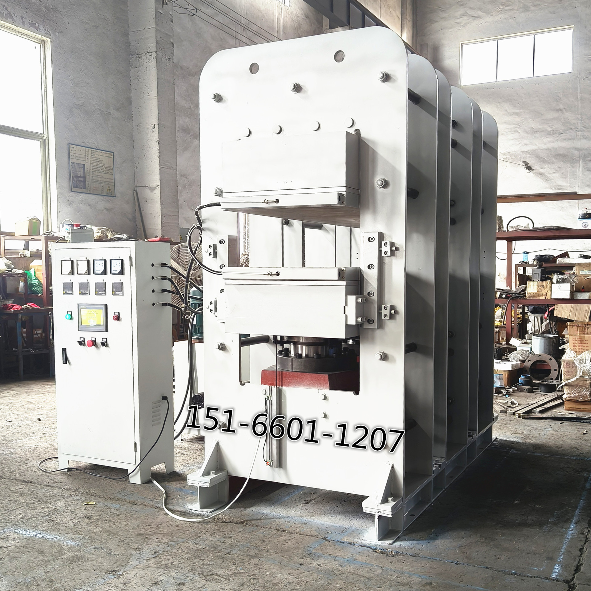 Long rubber sheet hot press frame type three cylinder automatic PLC rubber forming machine