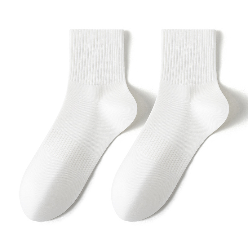 Customized Mid-Calf Socks for Men in Autumn, Black, White, and Gray, High-Elastic Pure Cotton Couple Sports Sweat-Absorbent Mid-Calf Socks, Sweat-Absorbent and Breathable