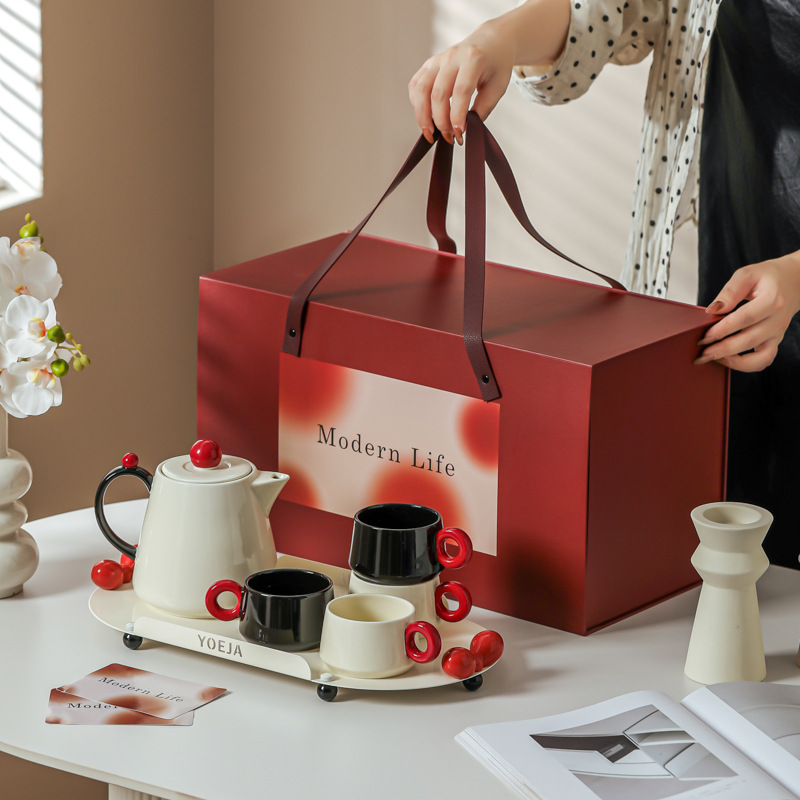 Современный креативный чайник и чашка для домашнего угощения из керамики