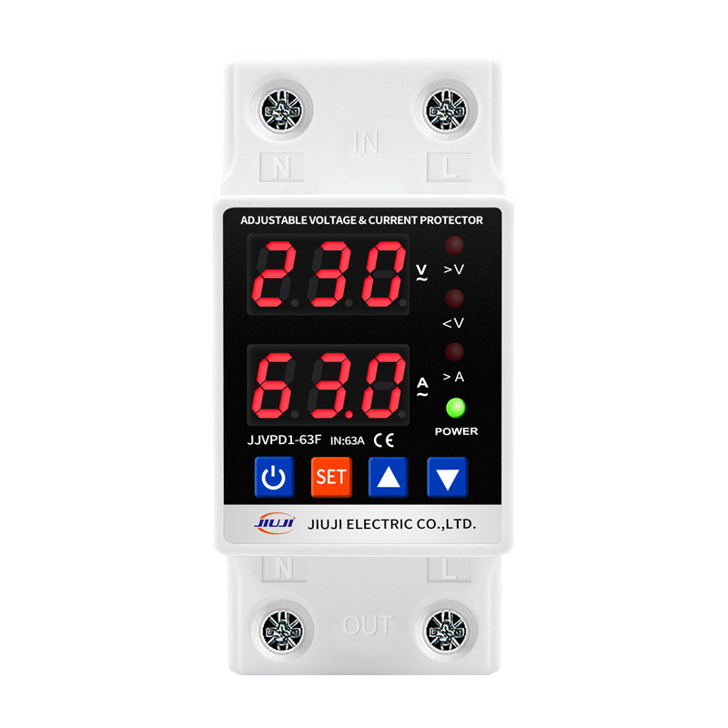 Household intelligent self-compound over-under-voltage 220V current limit protector adjustable dual display automatic reset switch