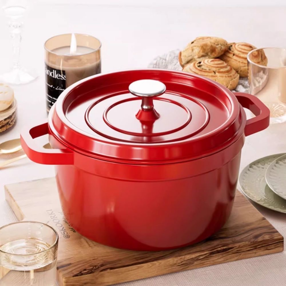 New Style Enamel Pot Cooking Pot Household Stew Pot Soup Pot Cast Iron Pot Large Capacity Micro-pressure Double-ear Soup Pot Non-stick Pot