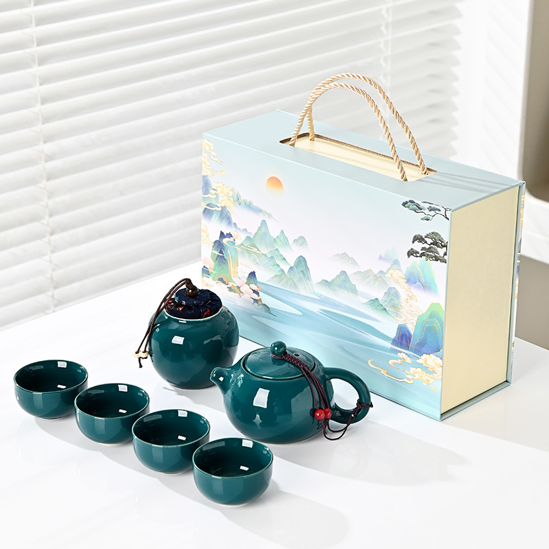 Керамический матовый чайный набор, портативный, с быстрой чашкой и чайным подносом