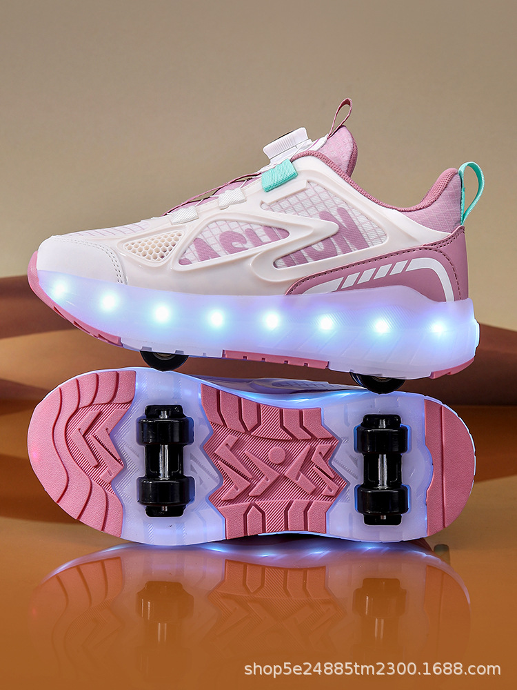 Binle Bird Children's Heal Shoes Four Wheel Summer Boys' Luminous Detachable Girls' Student's Wheeled sneaker