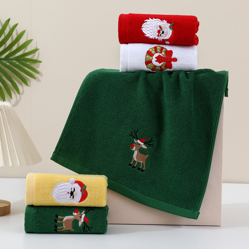 Towel factory wholesale Christmas gift towel cotton embroidery holiday advertising towel face towel logo custom