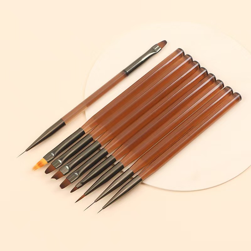 Japanese Manicure Brush Semi-Transparent Coffee Pen Holder Novice Manicure Sweep Pen Painted Pull Line Pen Phototherapy Painted Pen Wholesale