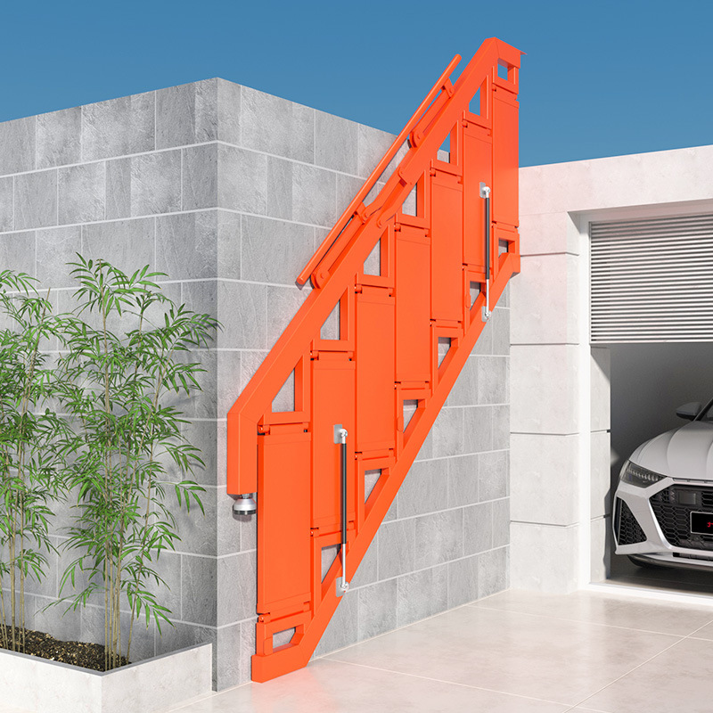 All-aluminum alloy full-welded wall ladder villa attic folding simple ladder customizable duplex loft leaping armrest