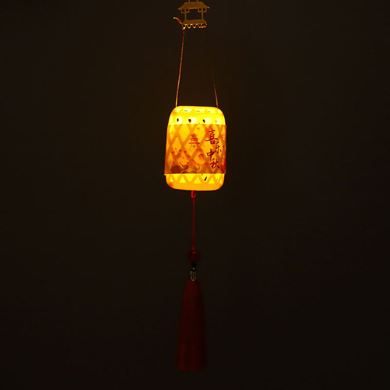 New year handmade DIY lantern festival lantern accessories Dragon year hollow Luminous lantern imitation bamboo mini Lantern