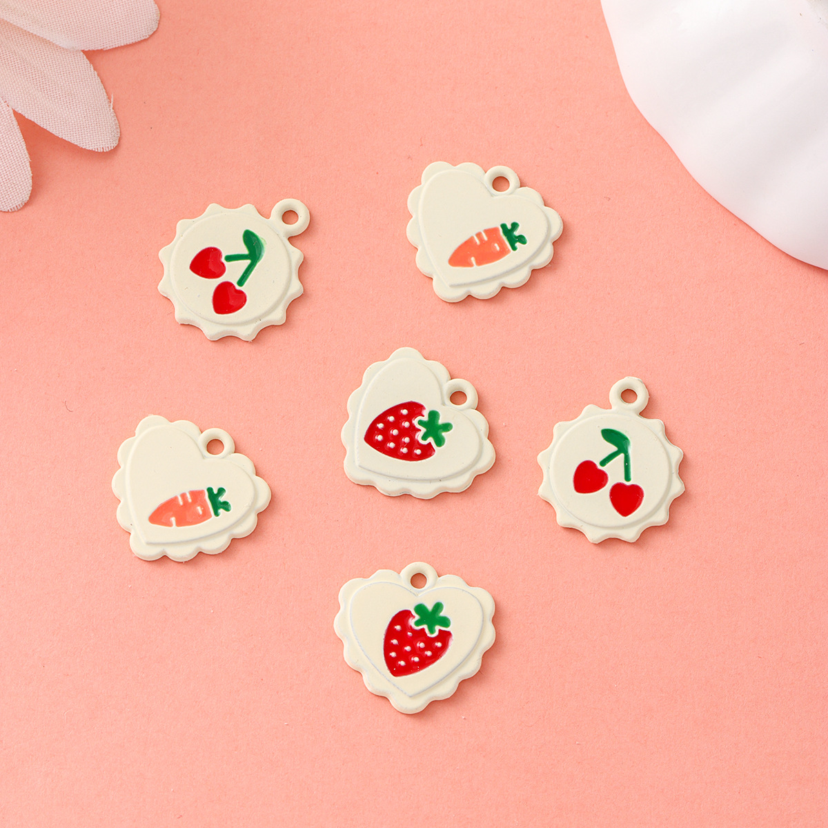 New small strawberry carrot oil alloy jewelry accessories women bracelet necklace earrings DIY pendant wholesale