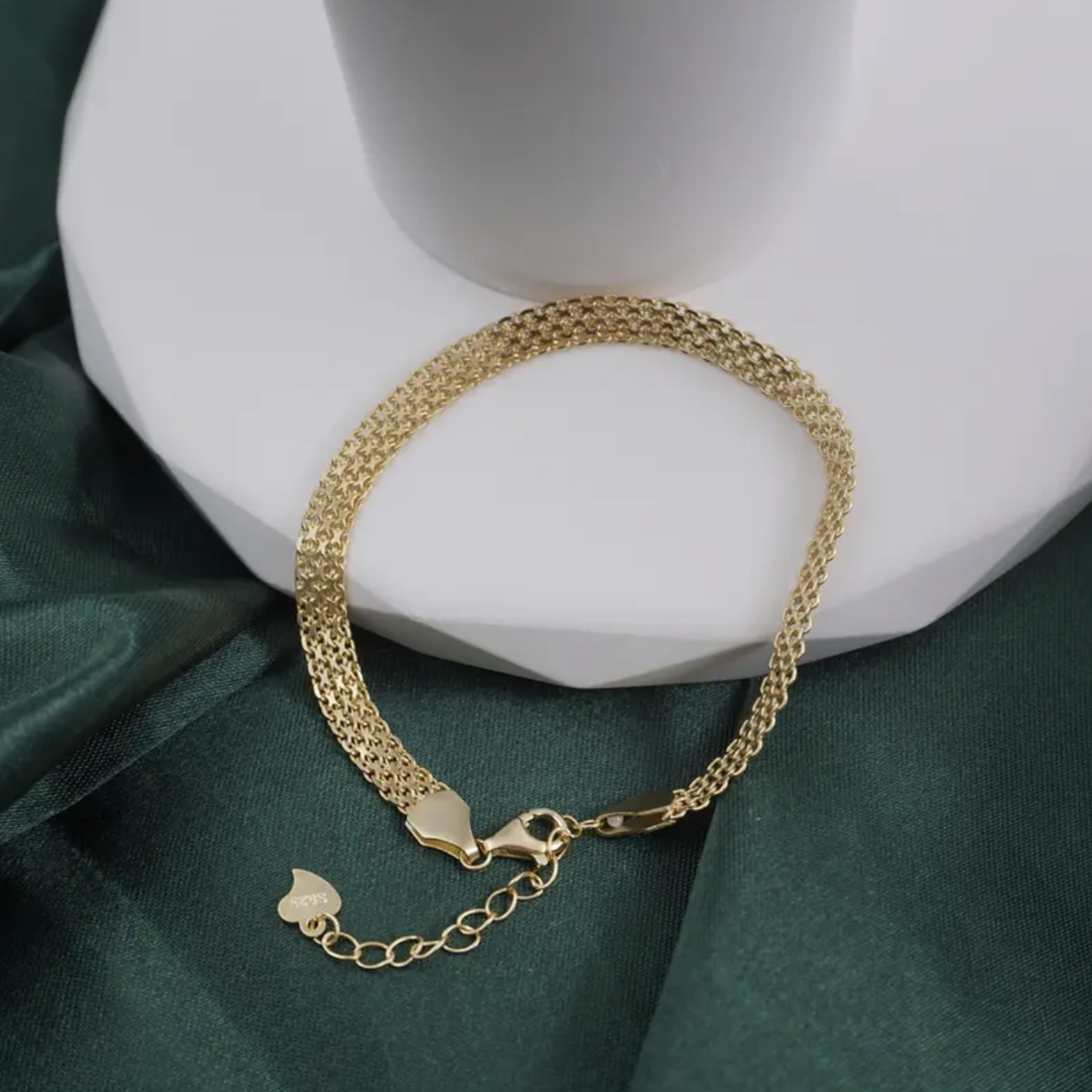 Cross-Border Foreign Trade Temu Hot-Selling Bohemian Silver-Plated Embossed Grid Flat Watch Chain Bracelet for Women Elegant Jewelry