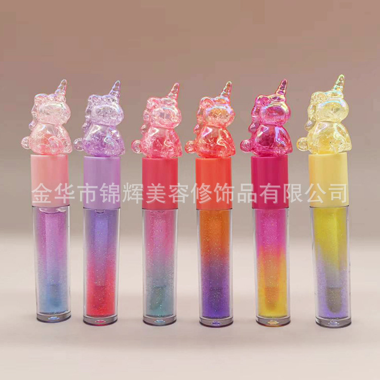 Только для Экспорта Градиентный Цвет Блеск для Губ Единорог Дети Блеск для Губ только для Экспорта