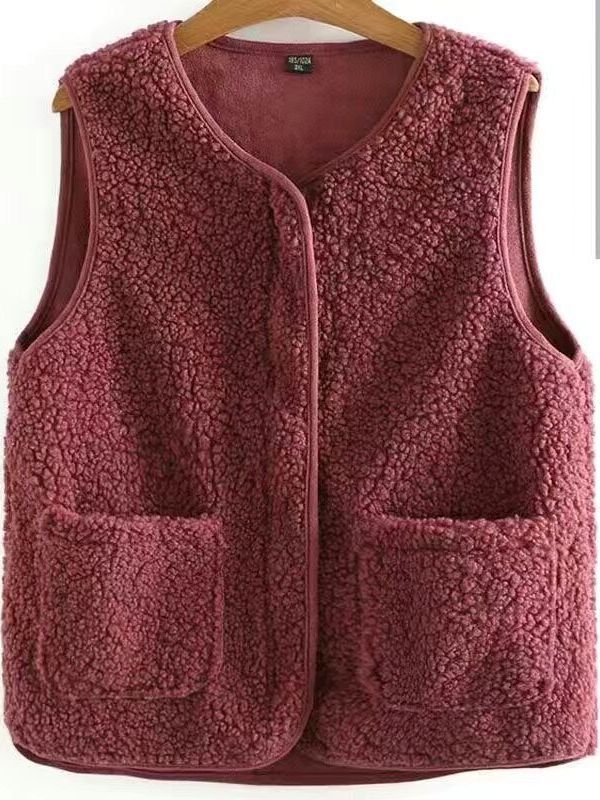 2025 Spring, Autumn and Winter New Lamb Stuffed Vest Outerwear Retro Style Vest Women's Fur All-In-One Vest Thick