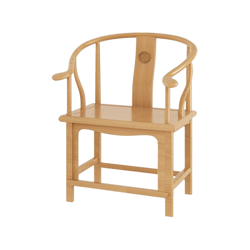 White Stubble White Solid Wood Chair Master Chair Circle Chair Official Hat Chair Begonia Chair Peach Heart Chair White Embryo New Chinese Dining Chair