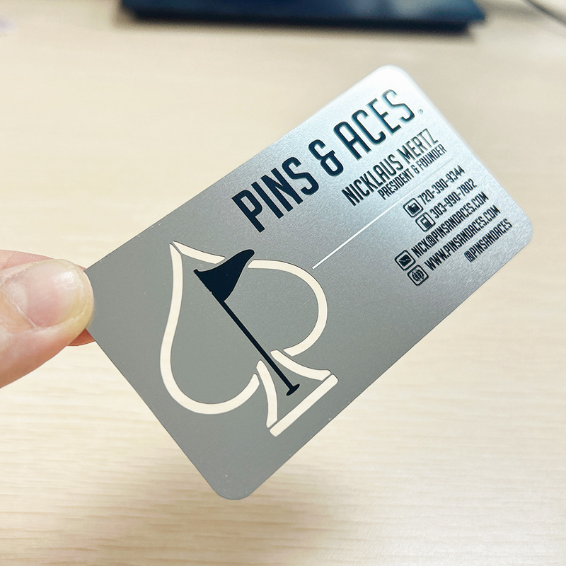 Stainless Steel Silver Card Business Card Employee Card Hotel Work Card Metal Badge Cut Out Logo Production According to Drawing