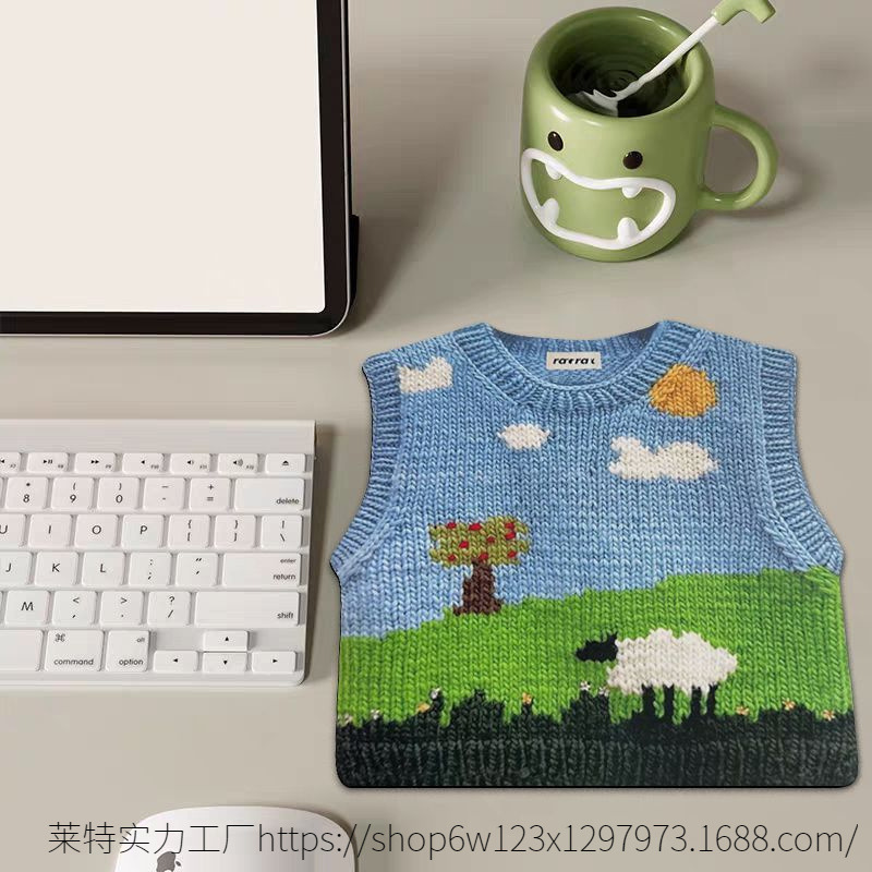 Cute Sweater Printed Mouse Pad, Personalized Office Dormitory High-Looking Computer Desk Pad, Home Portable Mouse Pad