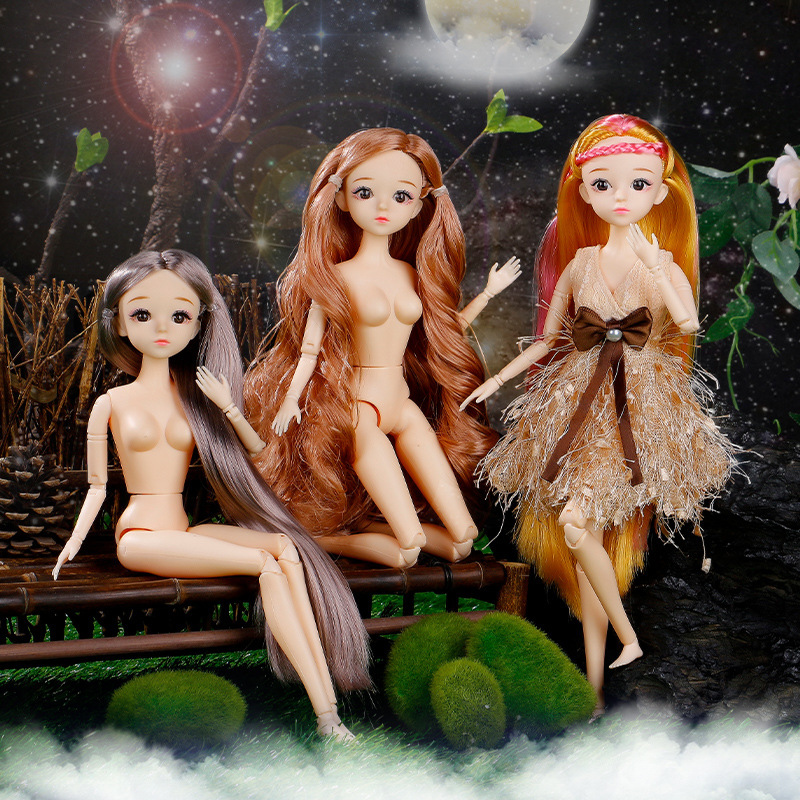 30cm Yitian Barbie Doll Naked Baby Body 3D Real Eyes 26 Joint Cake Baking Decoration Dress up Princess