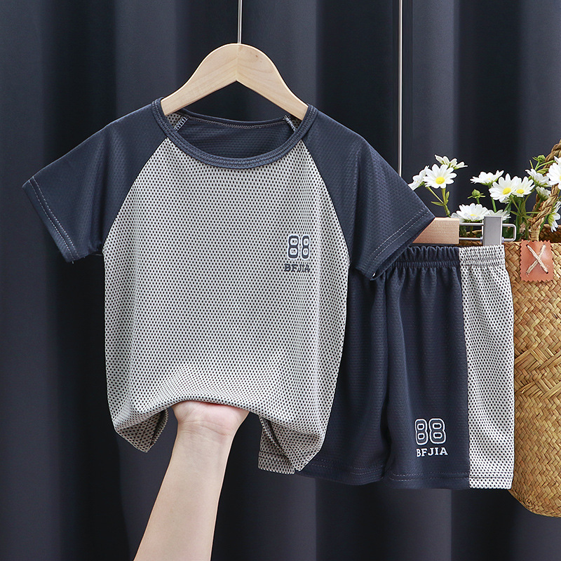 Summer Children's Short-sleeved Boys and Girls Sportswear Kindergarten Training Clothes Fashionable Breathable Quick-drying Set Mesh Shorts