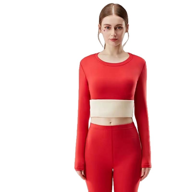 Cashmere Thermal Underwear Set for Women Born in the Year of the Dragon, Pure Cotton Men's Bright Red Wedding Gift Autumn Clothes and Pants