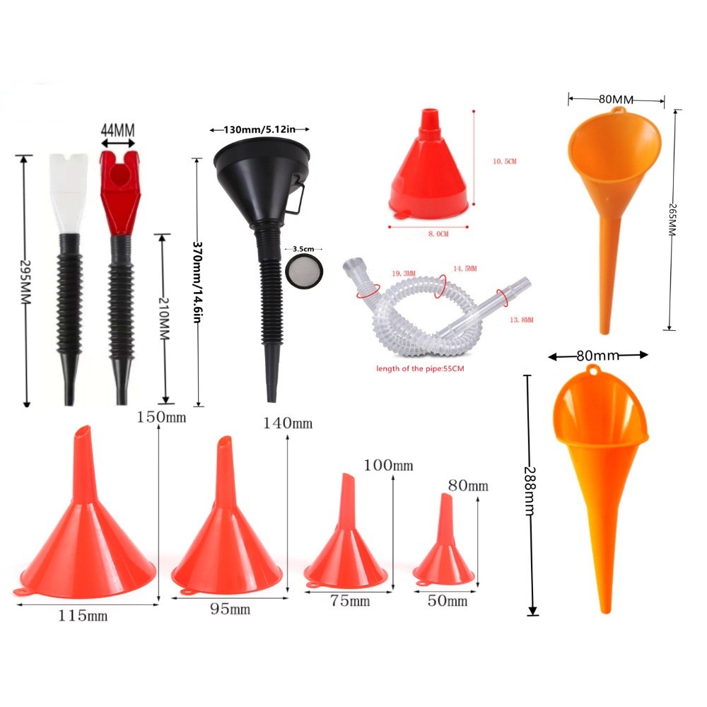 Cross-border hot-selling refueling funnel with filter telescopic tube car and motorcycle refueling gasoline plastic long nozzle funnel