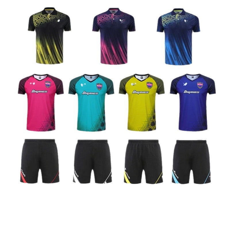Summer and autumn table tennis clothing men's and women's short-sleeved sportswear quick-drying breathable children's jersey team uniform competition suit printing