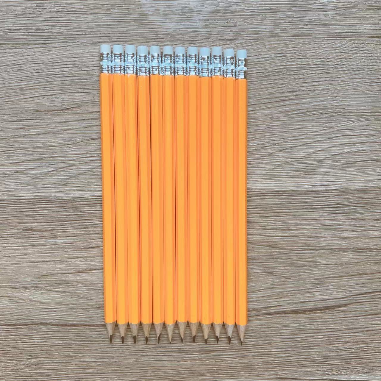 Yellow Pole with Leather Tip Hb Pencil Wholesale Hexagonal Pole Primary School Student Stationery Kidsren's Must-Have Source Manufacturer Direct Supply