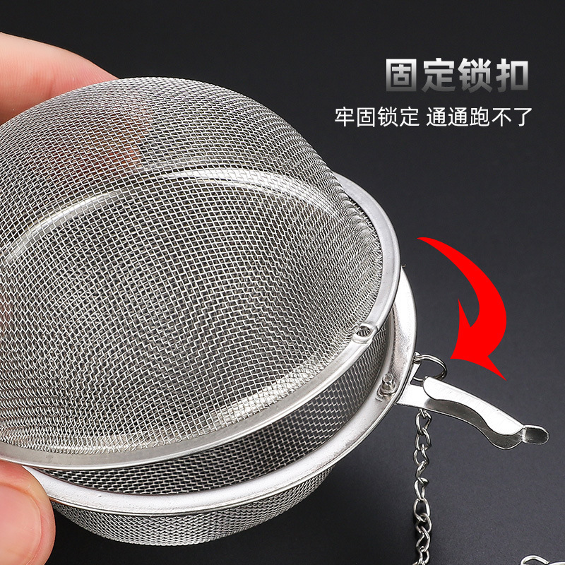 304 Stainless Steel Seasoning Ball Household Tea Making Filter Mesh Marinated Material Soup Stew Meat Seasoning Box Hot Pot Material Filter Ball