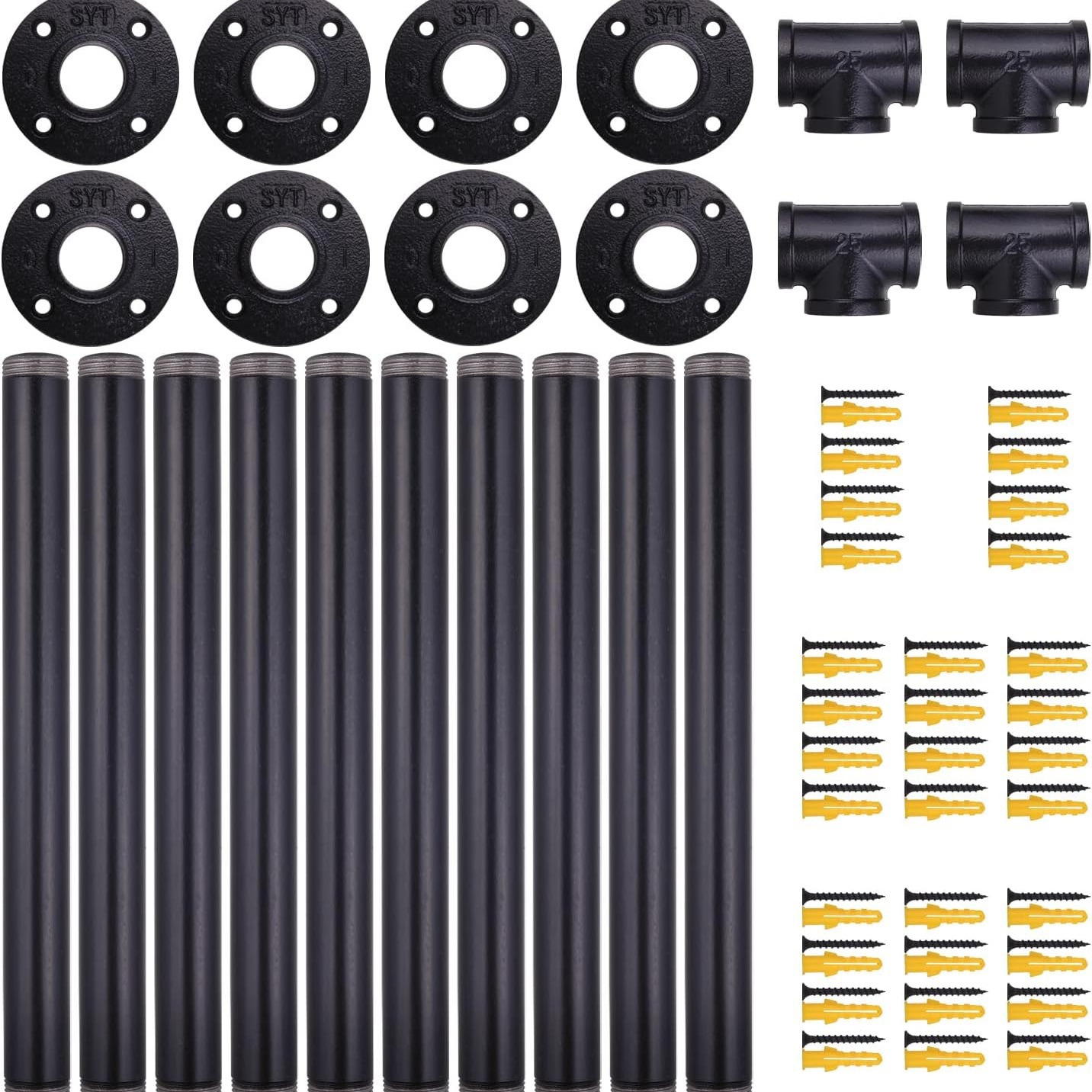 Industrial table leg pipe bracket metal tube vintage furniture leg floor office country iron table leg