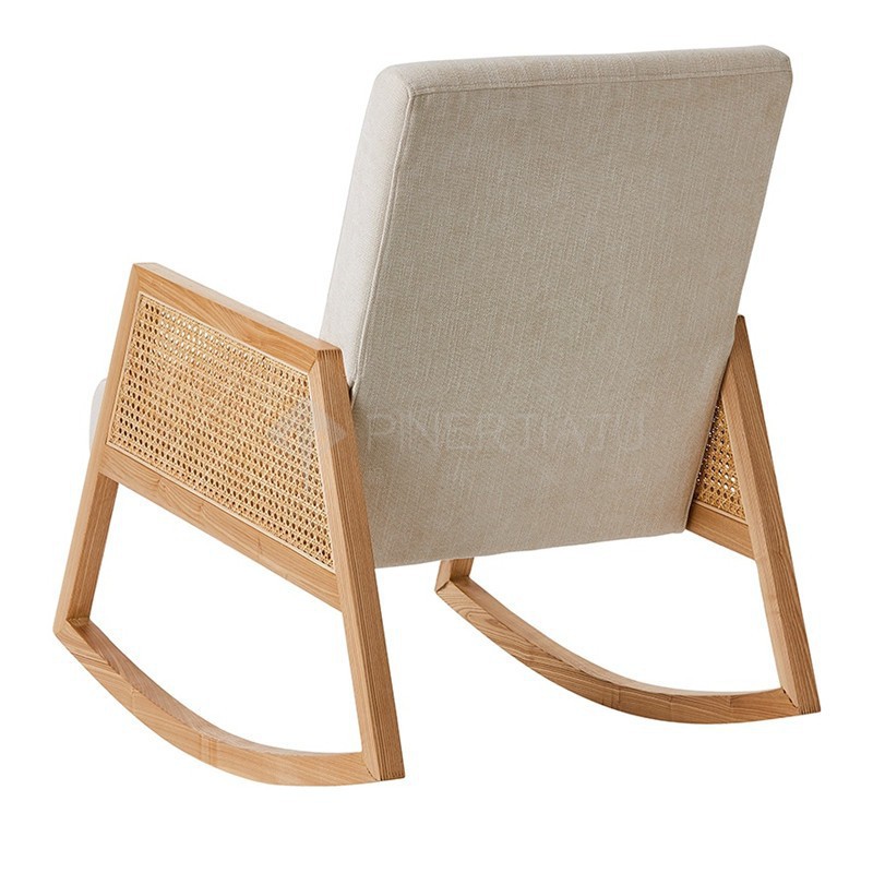 Nordic Balcony Solid Wood Rocking Chair Modern Simple Living Room Lazy Leisure Chair Casual Rattan Nap Chair Recliner for the Elderly