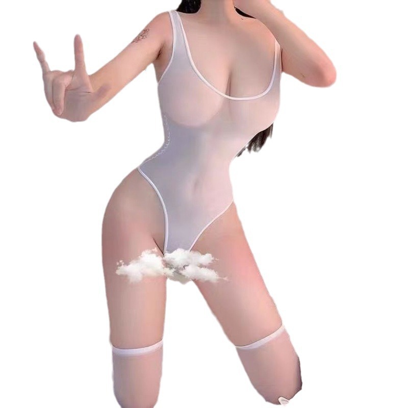 Sexy Underwear Small Chest Shown Big Japanese Campus Sweet Jumpsuit Free from Purity to Open Crotch to Temptation Sexy Dead Water