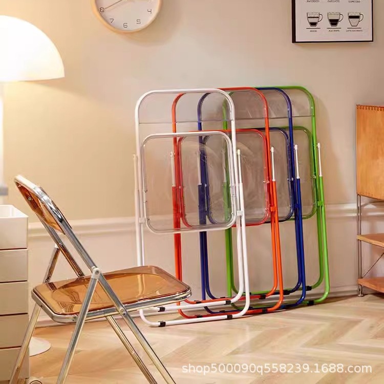 Transparent Popular Chair Acrylic Foldableing Chair Simple Photo Clothing Store Stool Ins Makeup Dining Chair Home