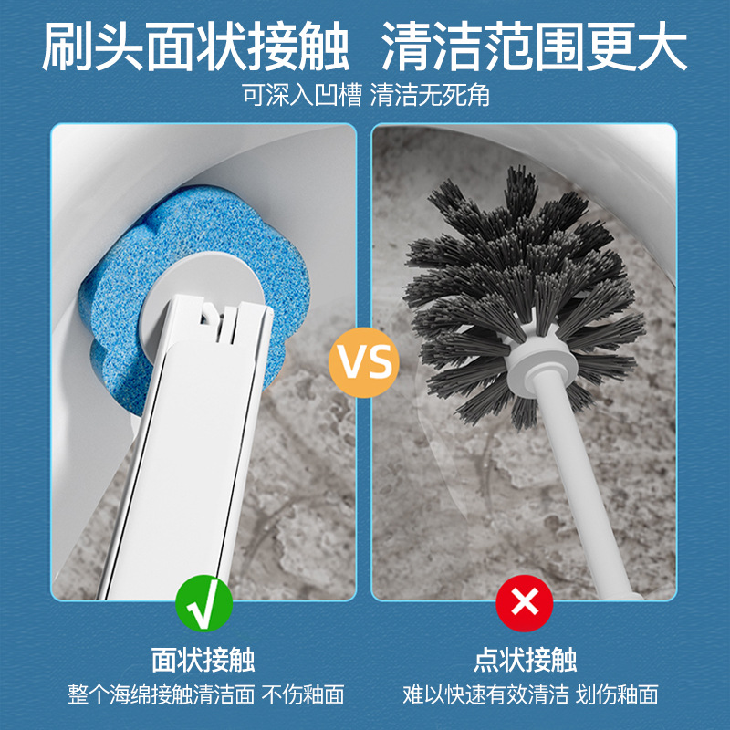 Disposable Toilet Brush Dissolving Replacement Head Toilet Cleaning Brush Set Without Dead Corners Decontamination Household Disposable Toilet Brush