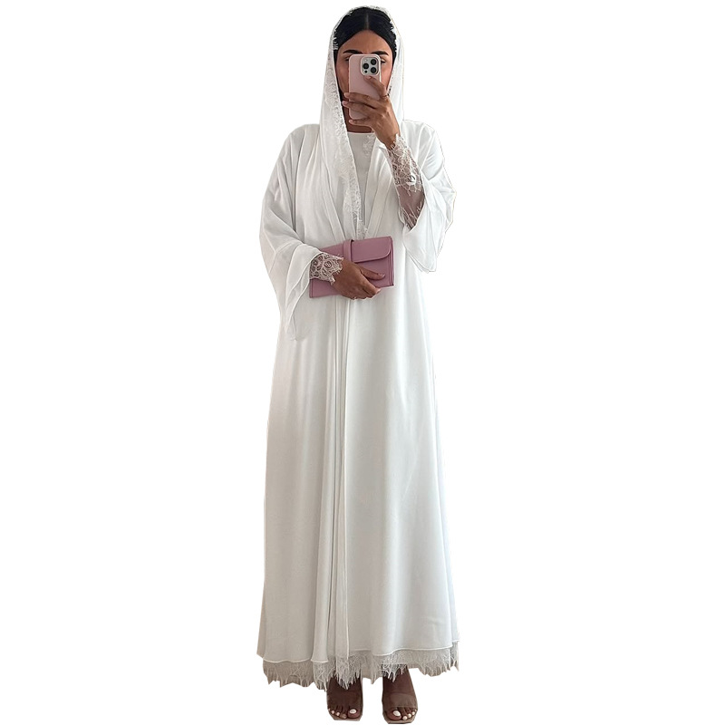Mq221 Modest Middle East Cross-Border Export Clothing Muslim Women's Clothing Including Hijab Chiffon Splicing Lace