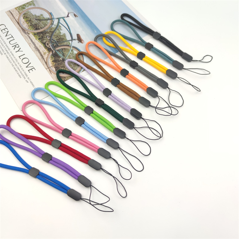 Mobile Phone Lanyard Short Hanging Rope Adjustable Solid Color Nylon Round Rope Key Bluetooth Speaker Intercom Short Hanging Rope Hand Rope