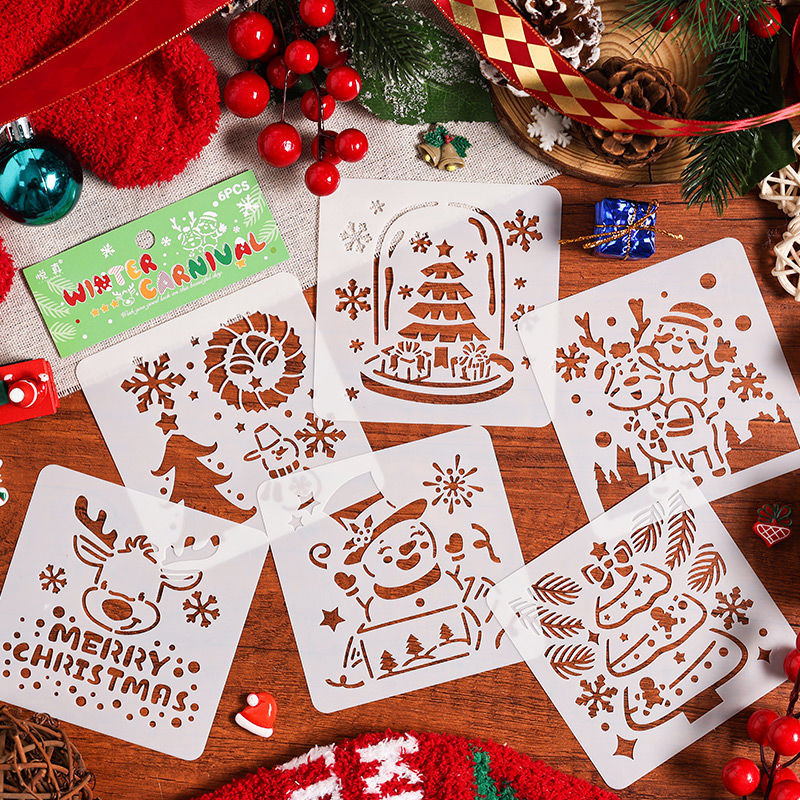 Zabc Christmas Diary Student Handwritten Newspaper Template Hollow Painting Children's Christmas Diary Drawing Template Wholesale