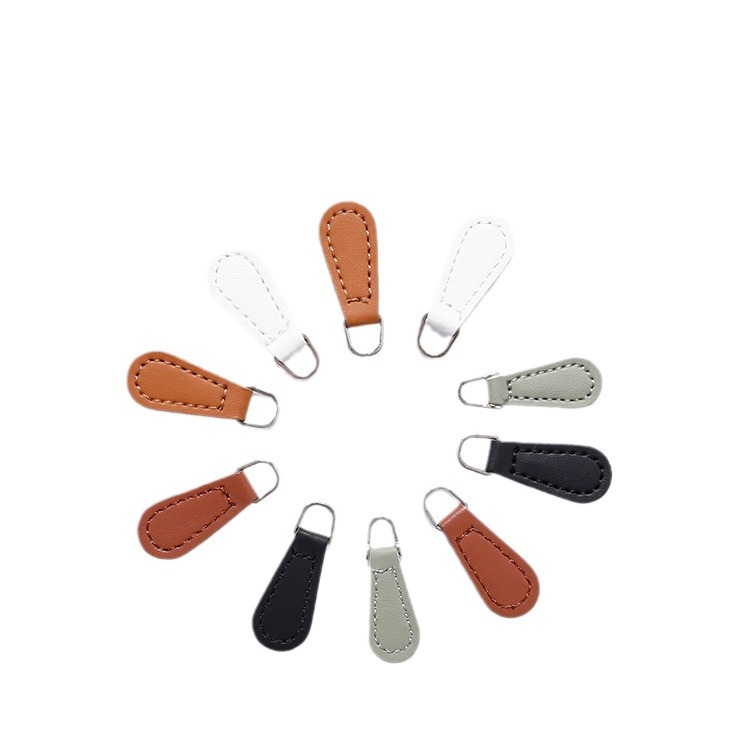 Clothing Bag Leather Leather Slider Double-Sided Genuine Leather Pu Leather Zipper Piece Leather Tail Pu Leather Slider Wholesale Discount