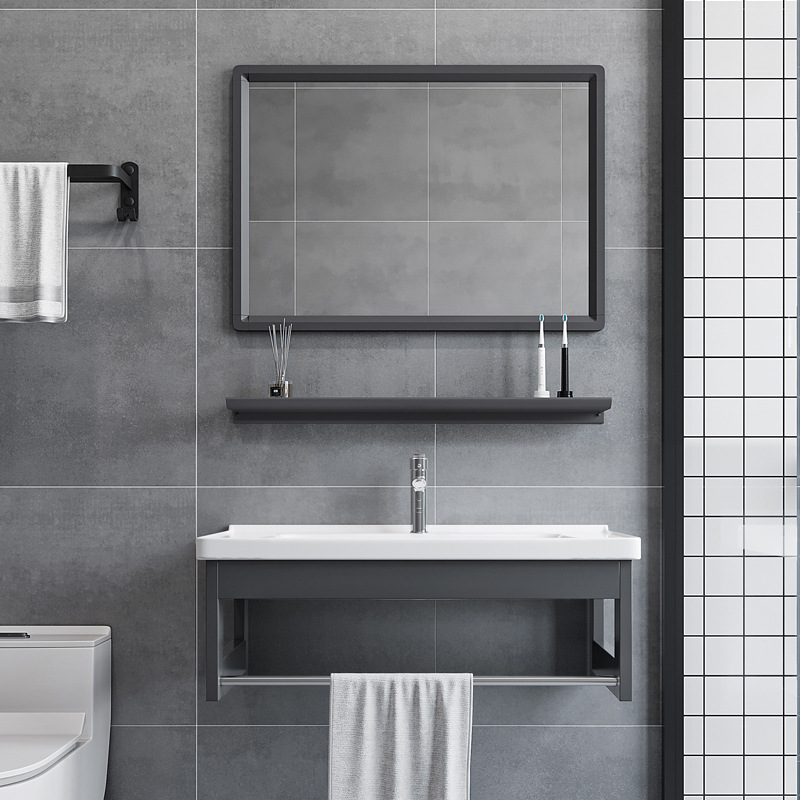 Space Aluminum Simple Bracket Basin Small Apartment Wall-mounted Wash Basin Bathroom Ceramic Basin Balcony Integrated Wash Table