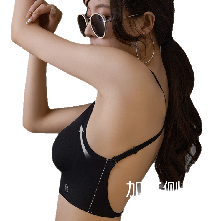 Cross-border U-shaped Seamless Cross-beautiful Back Backless Intimates Summer Thin Women's One-piece Sling Small Breast Push-up Bra