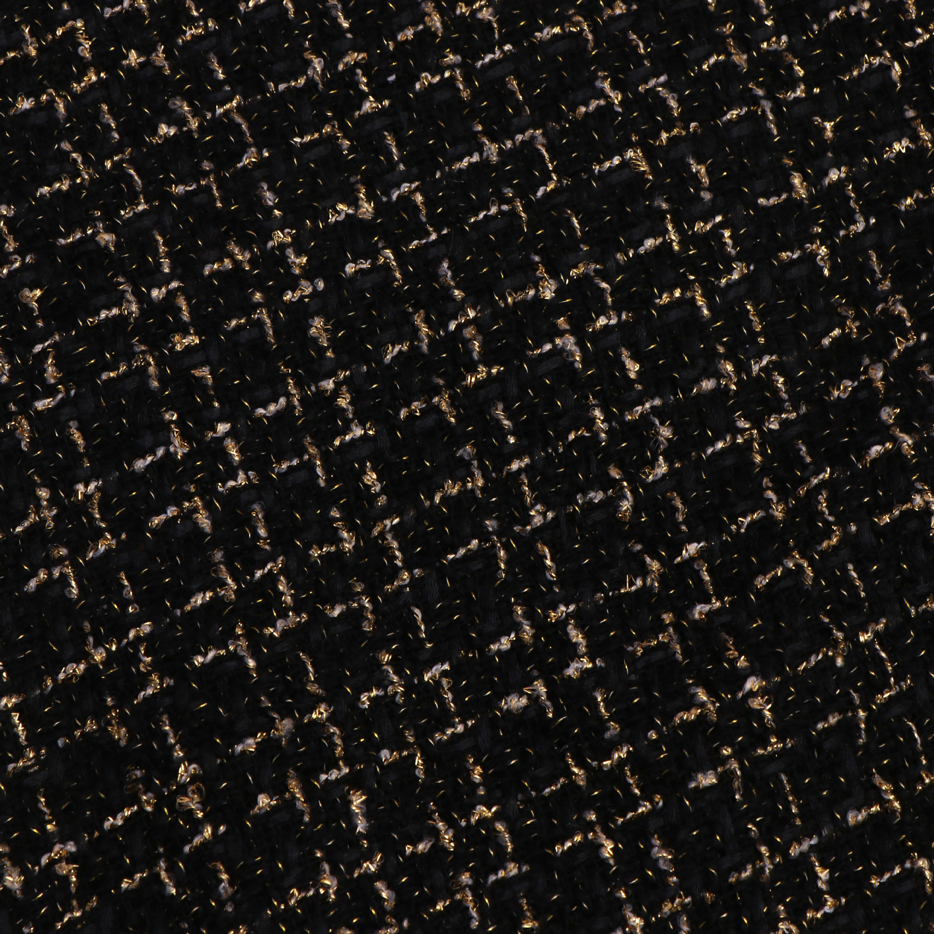 Fashionable high-end black and white gold silk Chanel style Korean style tweed fabric plaid woolen suit coat fabric wholesale