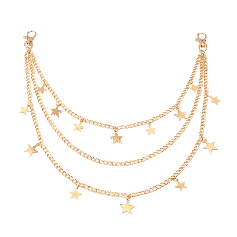 European and American cross-border popular jewelry punk tassel star waist chain personality all-match pants chain fashion multi-layer body chain