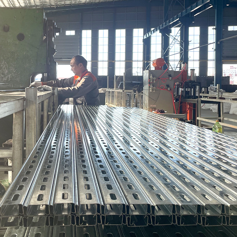 Zinc aluminum magnesium c steel photovoltaic bracket 41*41 steel structure bracket hot galvanized trough cable tray seismic bracket