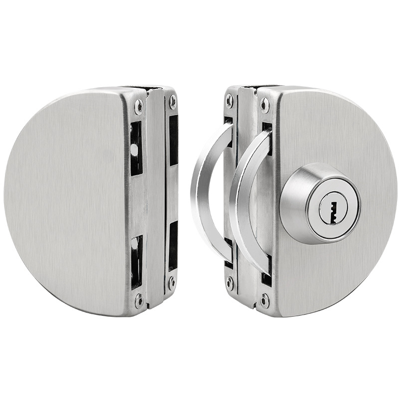 Storefront Stainless Steel Glass Door Lock Non-Hole Opening Push-Pull Door Double Opening Door Lock Non-Punch Office Frameless Single Door Lock