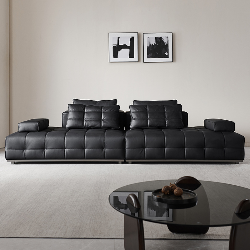 Lawrence Leather Sofa Italian Style Minimalist Large and Small Apartment Villa Clients Corner Sofa Modern Straight Leather Sofa