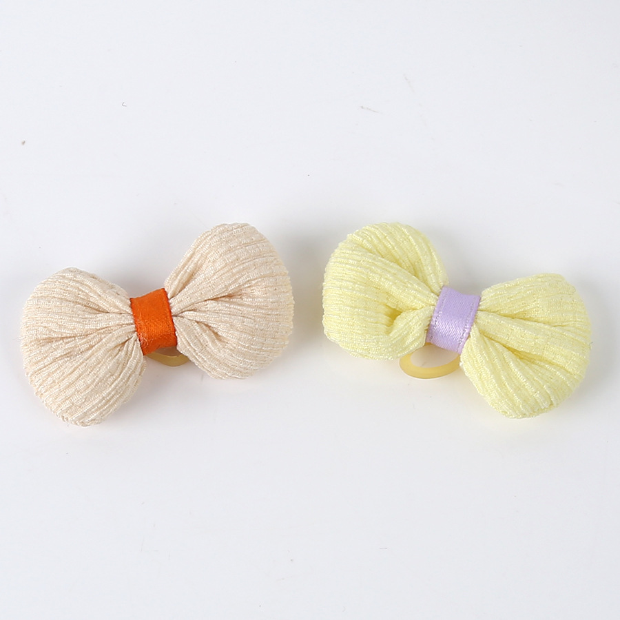 Korean fabric striped five-petal flower bow pet head flower Teddy VIP pet rubber band hair accessories wholesale