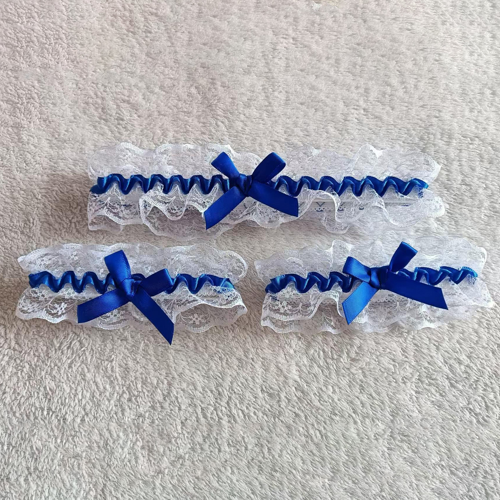 Haimeng New Cross-border Japanese Style Same Color Ribbon Bow Lace Lace Thigh Ring Bracelet Bridal Wedding Dress Leg Set