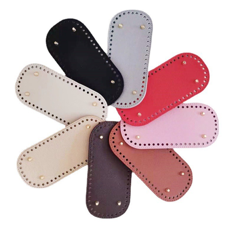 Luggage Accessories DIY Hand-Woven Bag Bottom Pu Cross Pattern 22*10cm Oval Bag Bottom Spot Wholesale