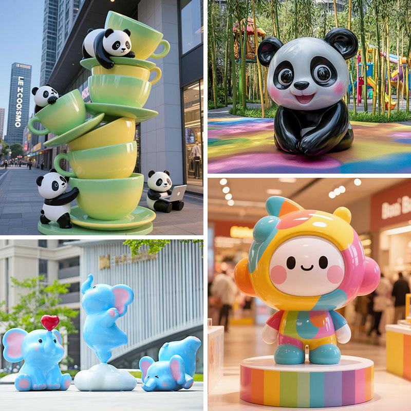 Fiberglass Sculpture Cartoon People and Animals Landscape Modeling Customized Large Outdoor Garden Paradise Decoration Shopping Mall Ornaments