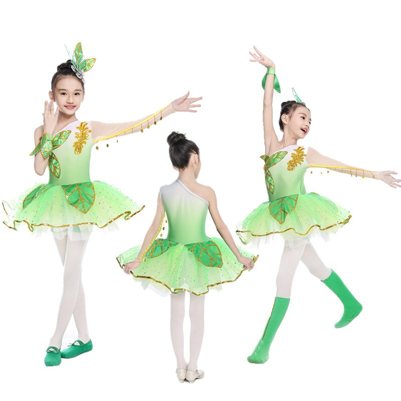 Children's Jasmine Grass Dance Costume Flower Blossoms Sun Performance Costume Lotus Fairy Puffy Gauze Skirt